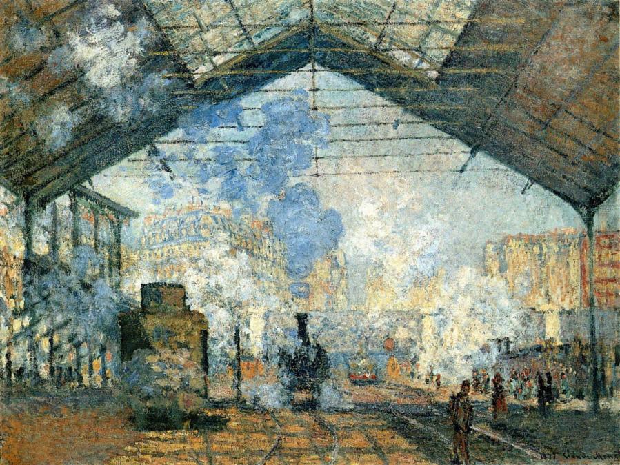 《サン=ラザール駅(La Gare Saint-Lazare)》 クロード・モネ、1877年 油彩、カンヴァス 75×105 cm  オルセー美術館（パリ）